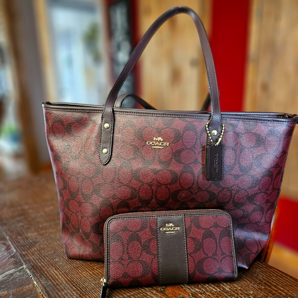 Coach Zip Top Tote plus matching wallet